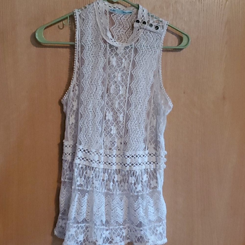 Lacy high neck tank top